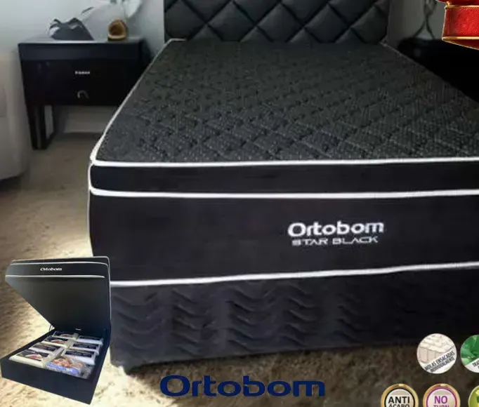 Cama BOX BAÚ Casal Star Black