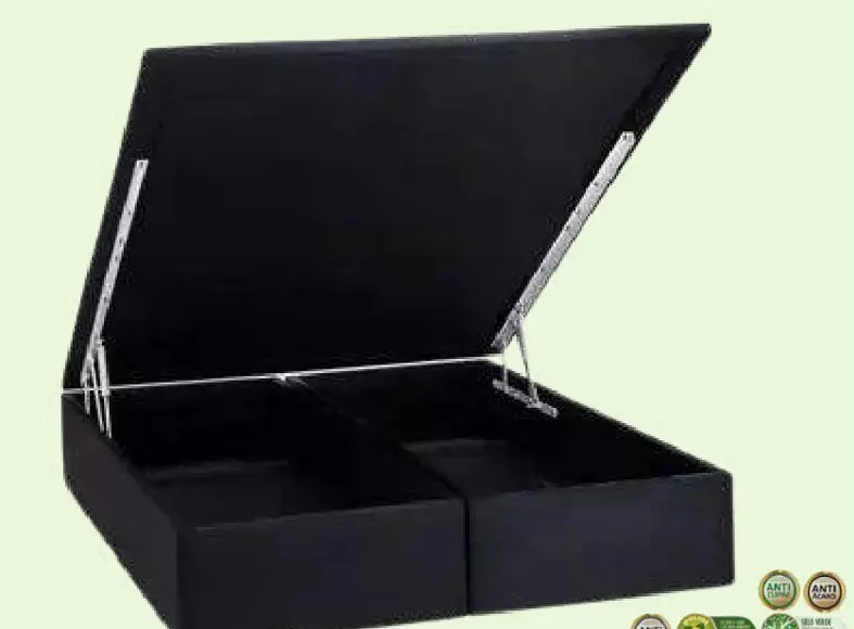 Base Sommier BAÚ Phys Camurça Preto Queen
