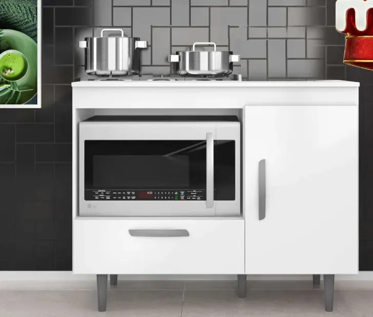 Balcão para Cooktop 1 Porta 1 Gaveta, BRANCO