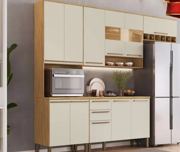 Cozinha Napoli Prime 4 Peças, AMÊNDOA / OFF WHITE