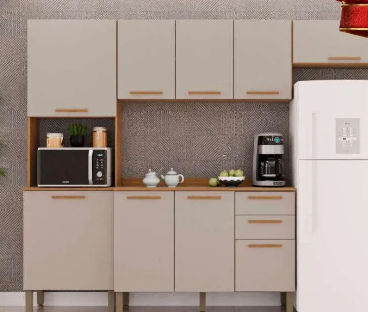 Cozinha NEW Valência Completa Aéreo Triplo, CINAMOMO / OFF WHITE