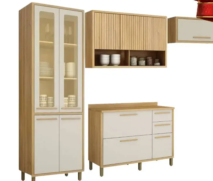 Cozinha Torino 4 Modulos, CINAMOMO / OFF WHITE