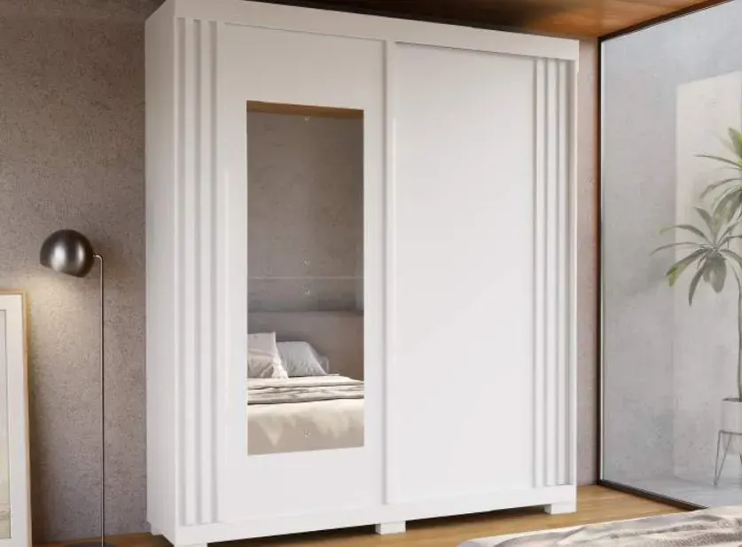 Guarda-roupas Athena com Espelho, BRANCO