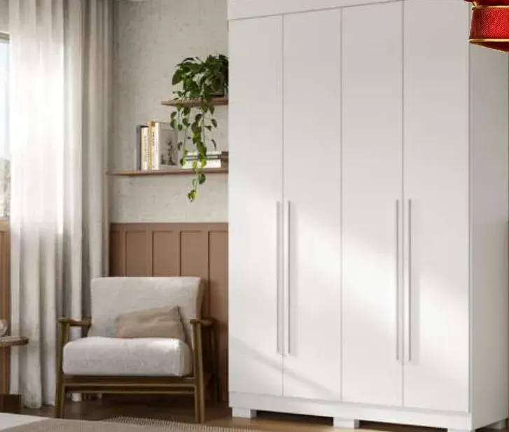 Roupeiro Ágata 4 Portas SEM Espelho, BRANCO