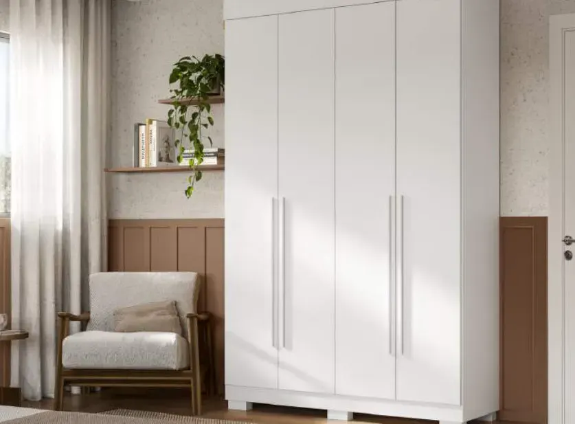Roupeiro Ágata 4 Portas SEM Espelho, BRANCO