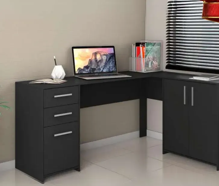 Mesa Office em L 2005, PRETO