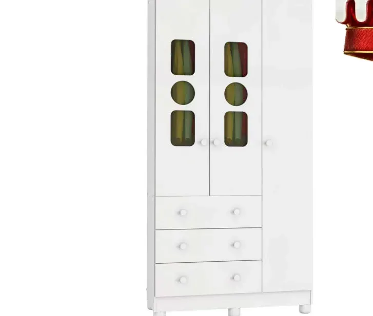 Armário Tedy 3P, BRANCO BRILHO