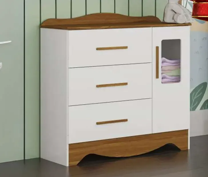 Cômoda Clara, BRANCO BRILHO / AMÊNDOA
