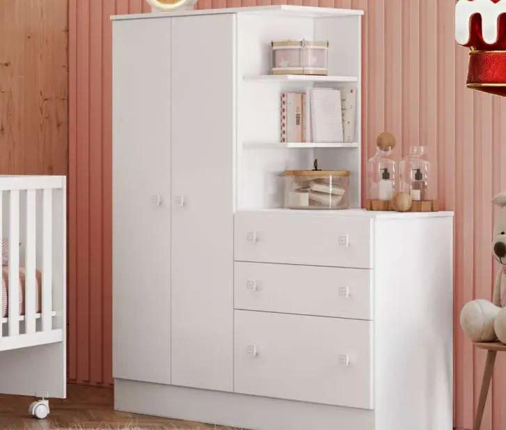 Guarda-roupas com Cômoda Doce Sonhos, BRANCO
