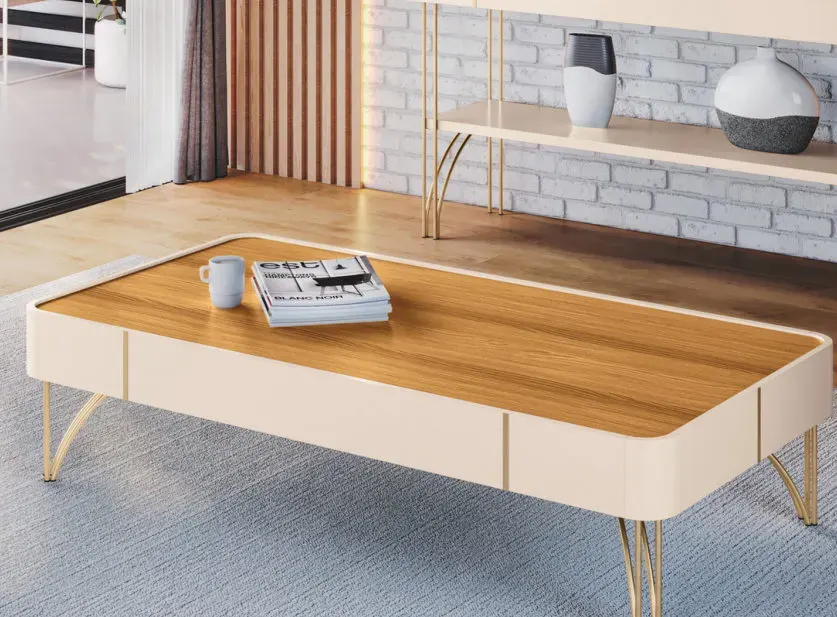 Mesa de Centro Cadenza, OFF WHITE / CINAMOMO